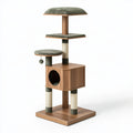 Katzenbaum 60 x 60 x 160 cm Holz Grün Braun mit Sisal Kratzsäulen und Höhlenplattformen