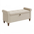 Sitzbank mit Stauraum 130 x 45 x 65 cm Beige Textil Holz klassischer Stil