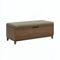 Sitzbank 120 x 45 x 50 cm Holz Kunstleder Braun Olivgrün mit Stauraum modern