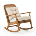 Schaukelstuhl 70 x 100 x 105 cm Holz Rattangeflecht Beige Braun mit Polsterung