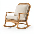 Schaukelstuhl 68 x 95 x 102 cm aus Holz und Rattangeflecht in Honigbraun Creme mit Polsterung