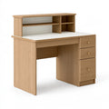 Schreibtisch 120 x 60 x 120 cm Holzwerkstoff Eichenholzfarben mit Aufsatz und Schubladen