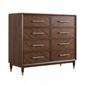 Kommode 150 x 45 x 120 cm in Dunkelbraun Holzoptik mit 8 Schubladen und Metallgriffen