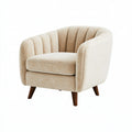 Sessel 80 x 76 x 80 cm Textilbezug Beige gerippte Rückenlehne Holzfüße