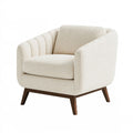 Sessel 82 x 78 x 83 cm cremefarbener Strukturstoff mit Holzbeinen moderner Lounge-Stil