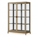 Vitrine 100 x 40 x 180 cm aus Holz und Glas in Greige mit Glastüren