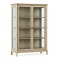 Vitrine 100 x 40 x 180 cm in Beige aus Holzwerkstoff und Glas mit 2 Glastüren