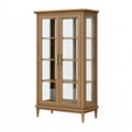Vitrine 90 x 40 x 180 cm Holzwerkstoff Eichenbraun mit Glastüren im klassischen Stil