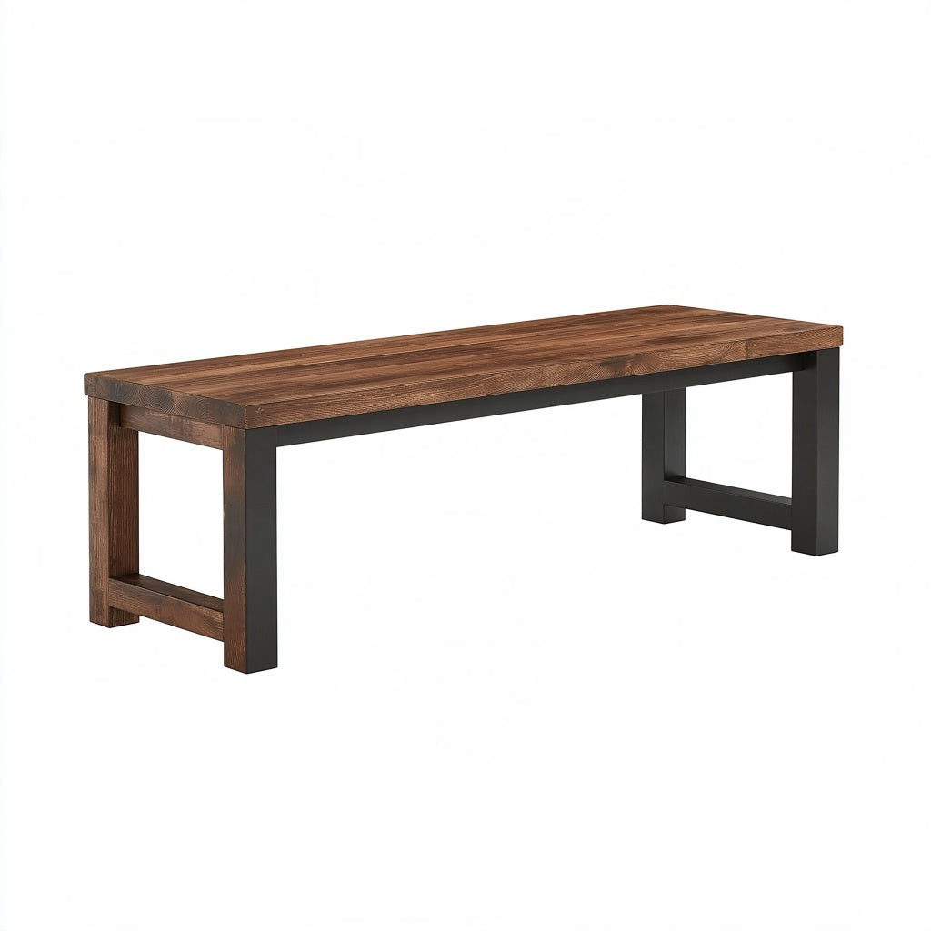 Sitzbank 180 x 40 x 45 cm aus Holz und Metall in Braun Schwarz im Industrial-Stil