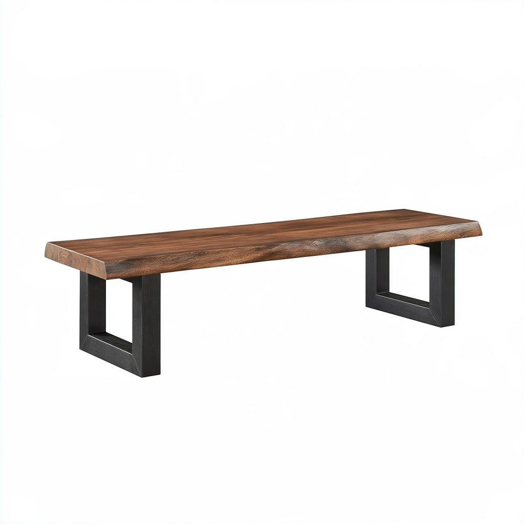 Sitzbank 180 x 40 x 45 cm Holz Braun Metall Schwarz Industriestil