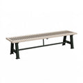 Gartenbank 180 x 40 x 45 cm mit Kunststofflatten Beige und Stahlgestell Schwarz